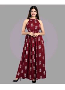 Women Maxi Maroon Length Dress