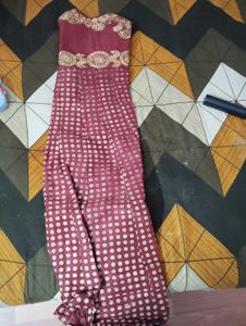 Burgundy & Gold Embellished Gown