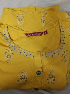 Yellow Printed Kurti