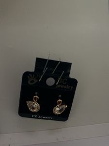 CZ Swan Earrings