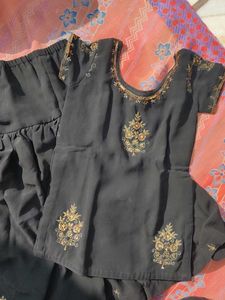 Elegant Black Embroidered Kurta Set
