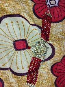 Red Beaded Statement Necklace Choker