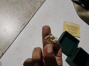 925 Designer Silver Selvar at a gold-toned ring