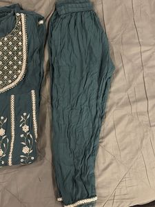 Teal Embroidered Indian Suit Set