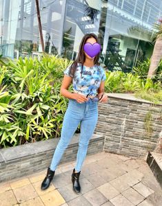 Blue Dragon Print Crop Top