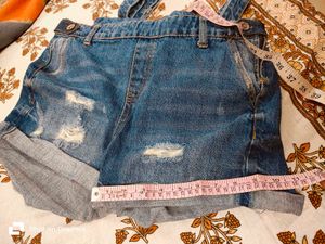 Denim Dungaree Shorts