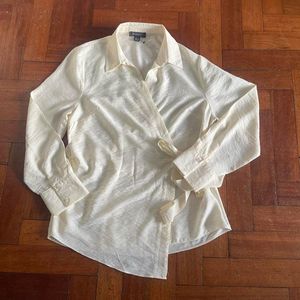 Y2k Primark Cream Ladies Smart Tie Up Blouse