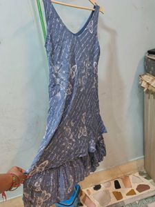 Butterfly Print Ruffle Hem Dress