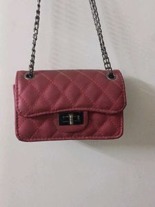 Quilted Cherry Mini Sling Bag with Chain Strap