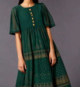Green Ethenic Aline Full Size Gown