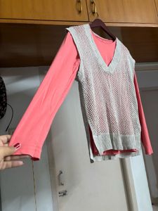 🆕 Ash Knit Sleeveless sweater Top Set