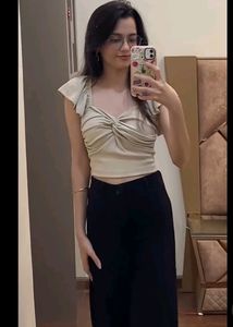 Cream Twist Front Crop Top