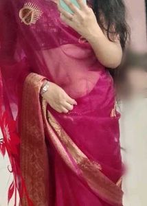 orangza saree with disgner blouse