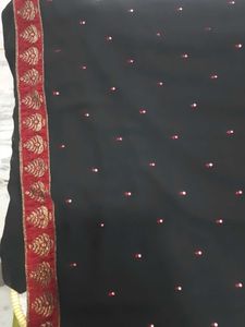 Mirror Work Black Saree