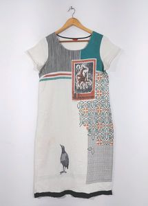 W Cream Printed Kurta (Women)