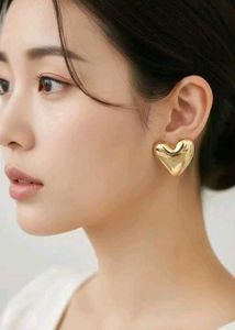 Golden Heart Stud Earrings New With Tags