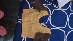 brown and  yellow shade Elegant Saree with Blou