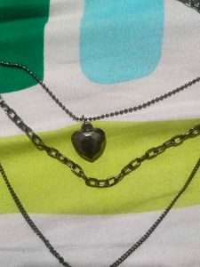 Layered Heart &amp; Lock Necklace