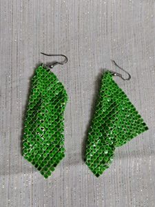 Green Square Earrings