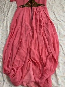 Designer Dhoti Style Long Pink Kurta Dress