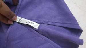 Purple Violet Tshirt With Mega Sleeves Grey Line
