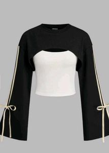 Cutout Bell Sleeve Crop Top