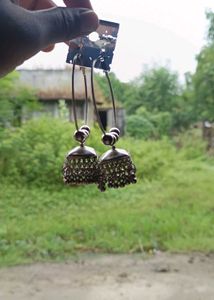 Silver Jhumka Hoop Earrings