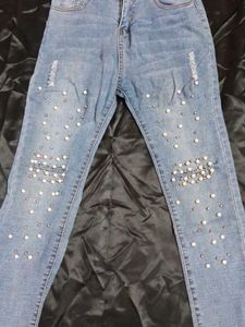 Pearl Embellished Jeans