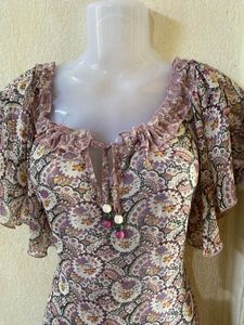Paisley Print Ruffle Mini Dress