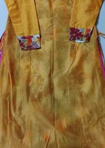 Floral Print Fabric with Yellow Accent