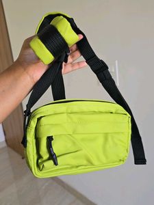 ZARA Neon Green Rubberised Crossbody Bag