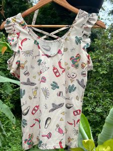 Cold Shoulder White Top With Criss Cross Backside