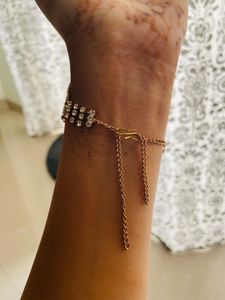 AD Diamond Hand Bracelet With Ring