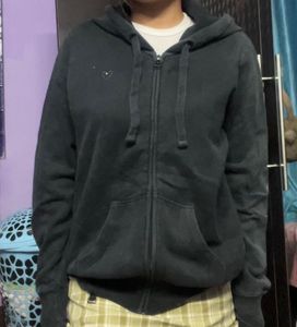 charcoal hooded sweatshirt with glitter heart