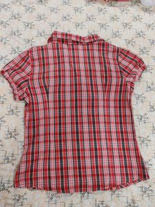 Red Ruffle Half Shirt