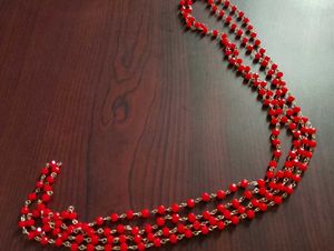 Red Rondelle Glass Beads Chain
