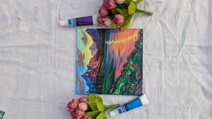Mini Mountain Lake landscape Painting