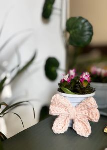 Crochet Hair Bow- Pastel Pink 🎀