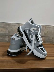 Stylish Gray & Black High-Top Sneakers