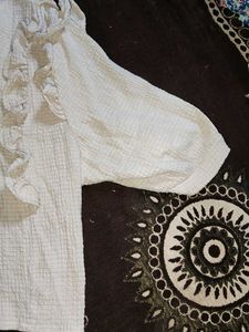 White Textured Top with Details