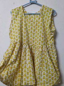 Yellow Print Sleeveless Dress