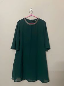 Emerald Green Beaded Neckline Dress