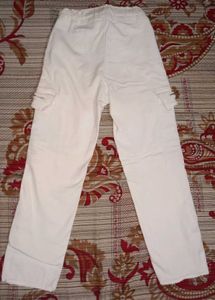 White Zip Detail Cargo Pants