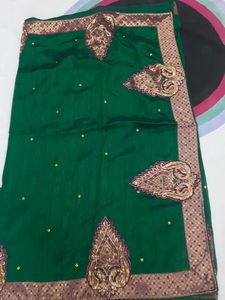 Green Saree With Complete Work