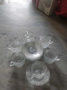 Vintage Glass Teacup &amp; Saucer Set