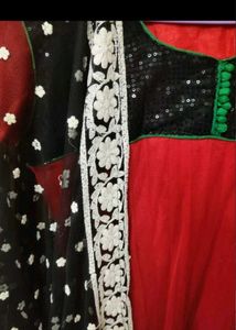 Elegant Red Anarkali Kurta Set