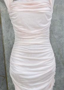 Luxe Blush Ruched Zip-Back Mini