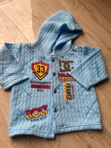 Sky Blue N Green Hoodie(light Winter) 0-1 Year
