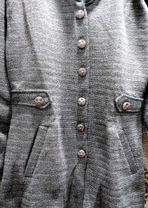 Gray button-down long sweater