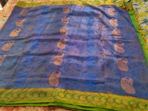 Royal Blue And Green Korvai Kanchipuram Silk Saree